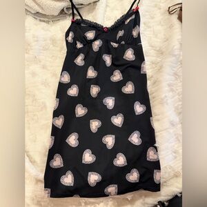 Betsey Johnson Black Nightwear with Pink Heart Accents